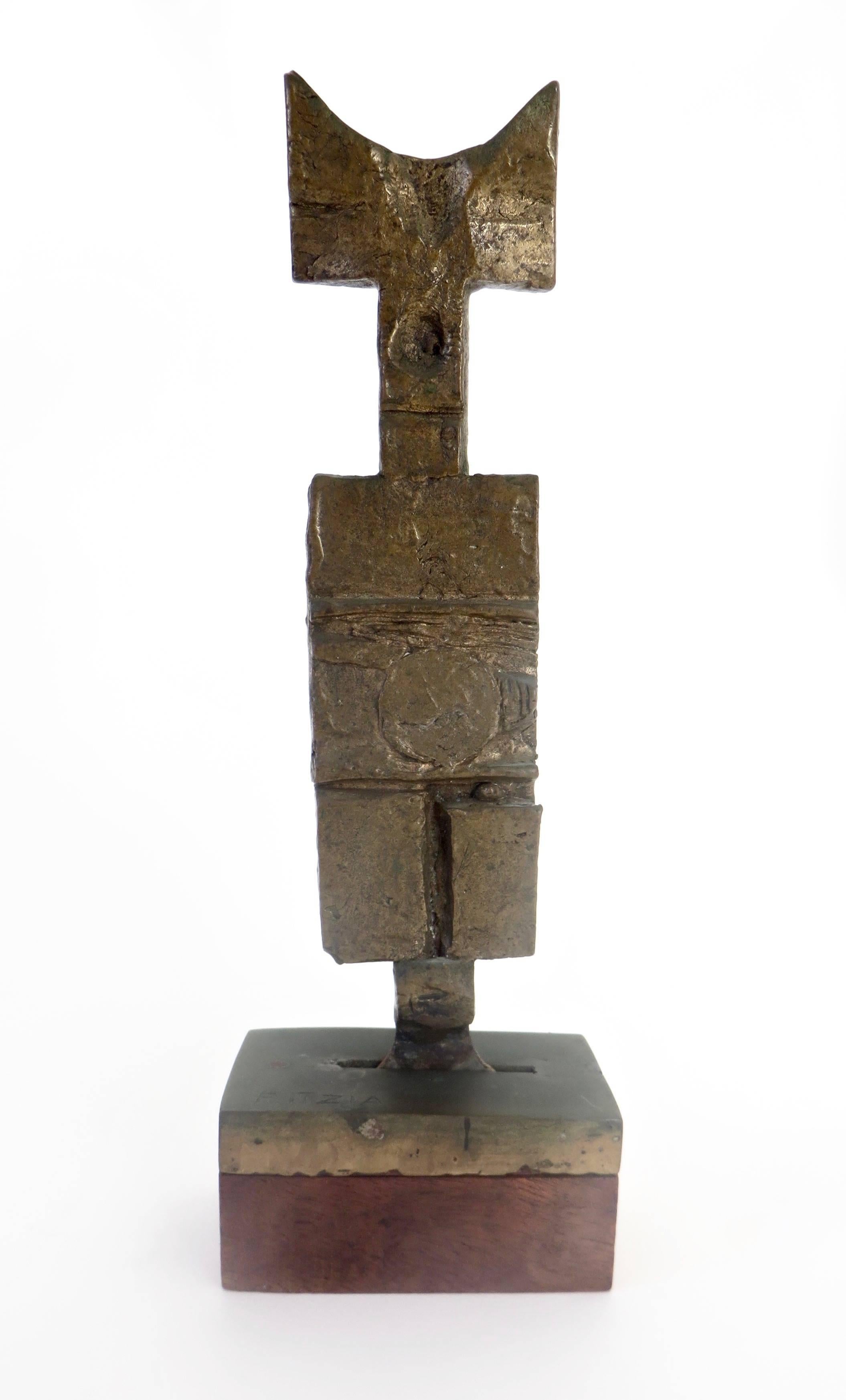 French Cast Bronze Abstract Sculpture by Fitzia 1