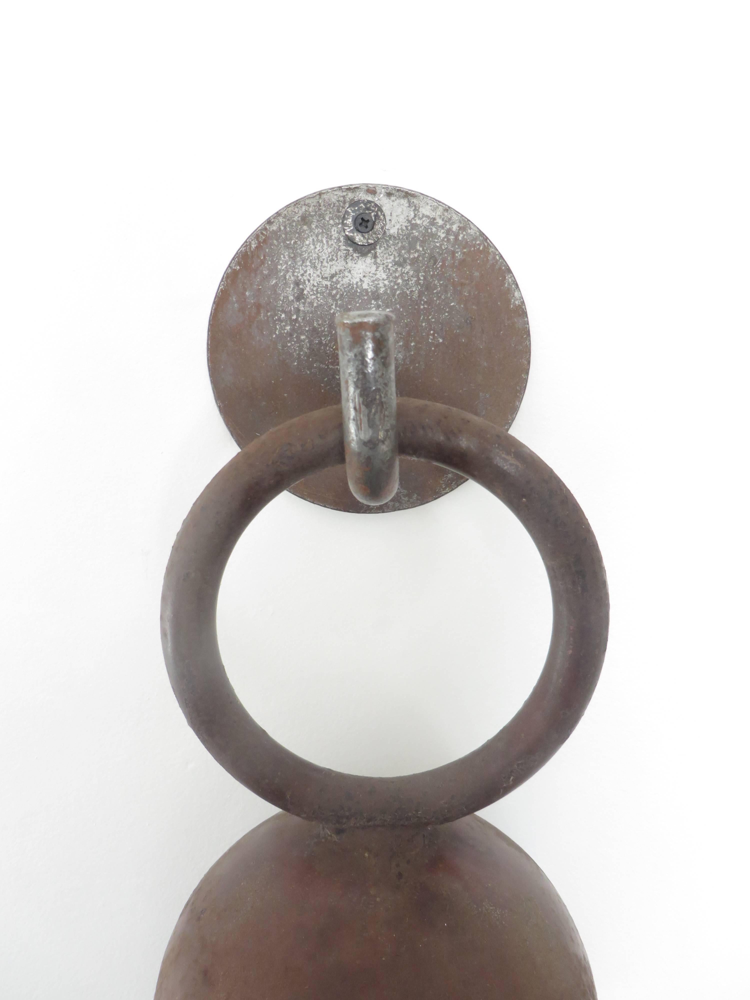 Late 20th Century American Artist Tom Torrens Minimalist Vintage Welded Steel Door Gong or Bell