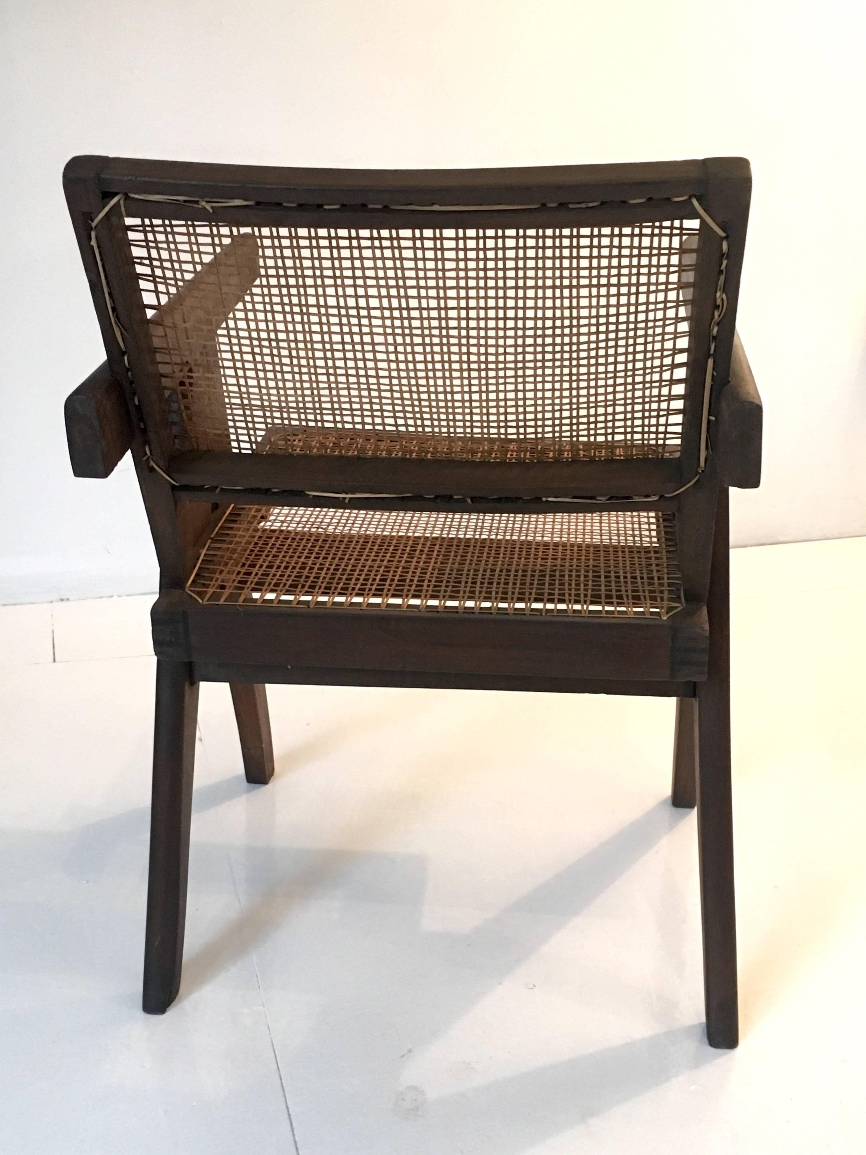 Teak Office Cane Chair Armchair by Pierre Jeanneret from Chandigarh 2