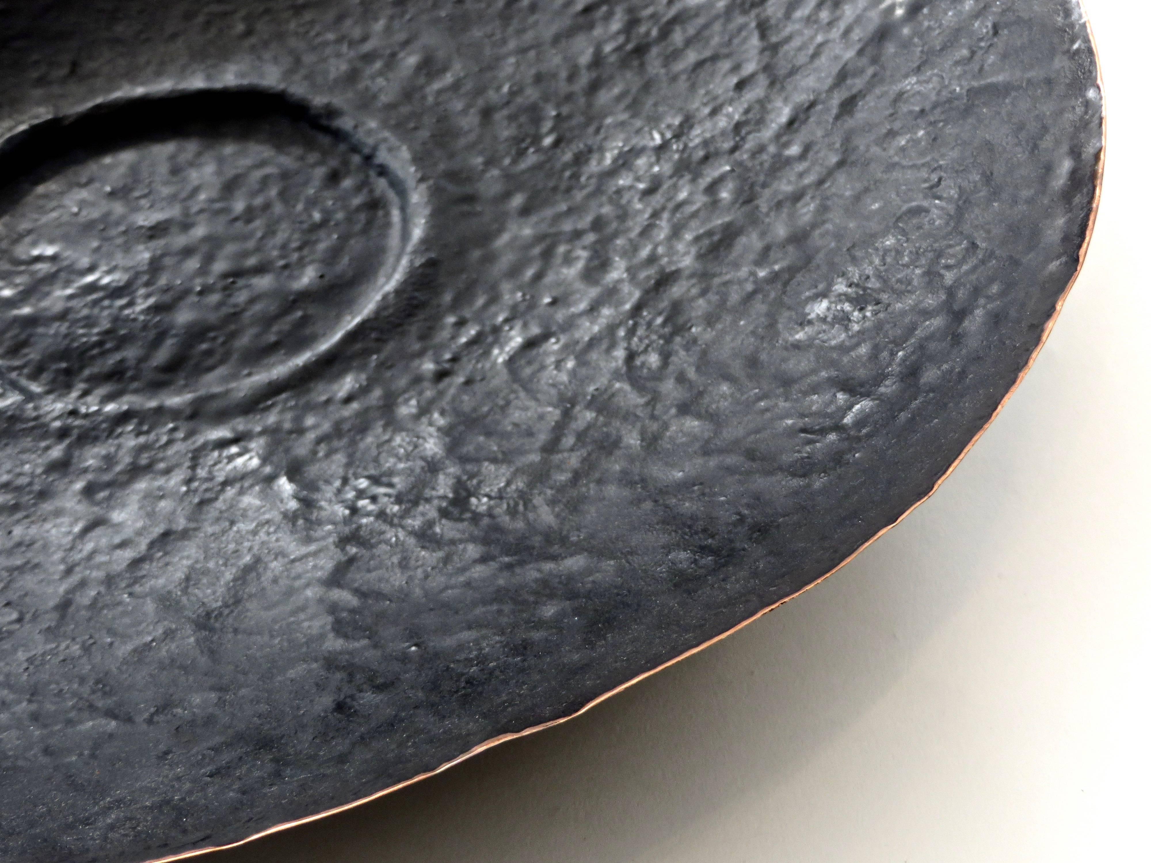 Contemporary Hand-Hammered Footed Sculptural Copper Bowl by Hvnter Gvtherer Poros Series