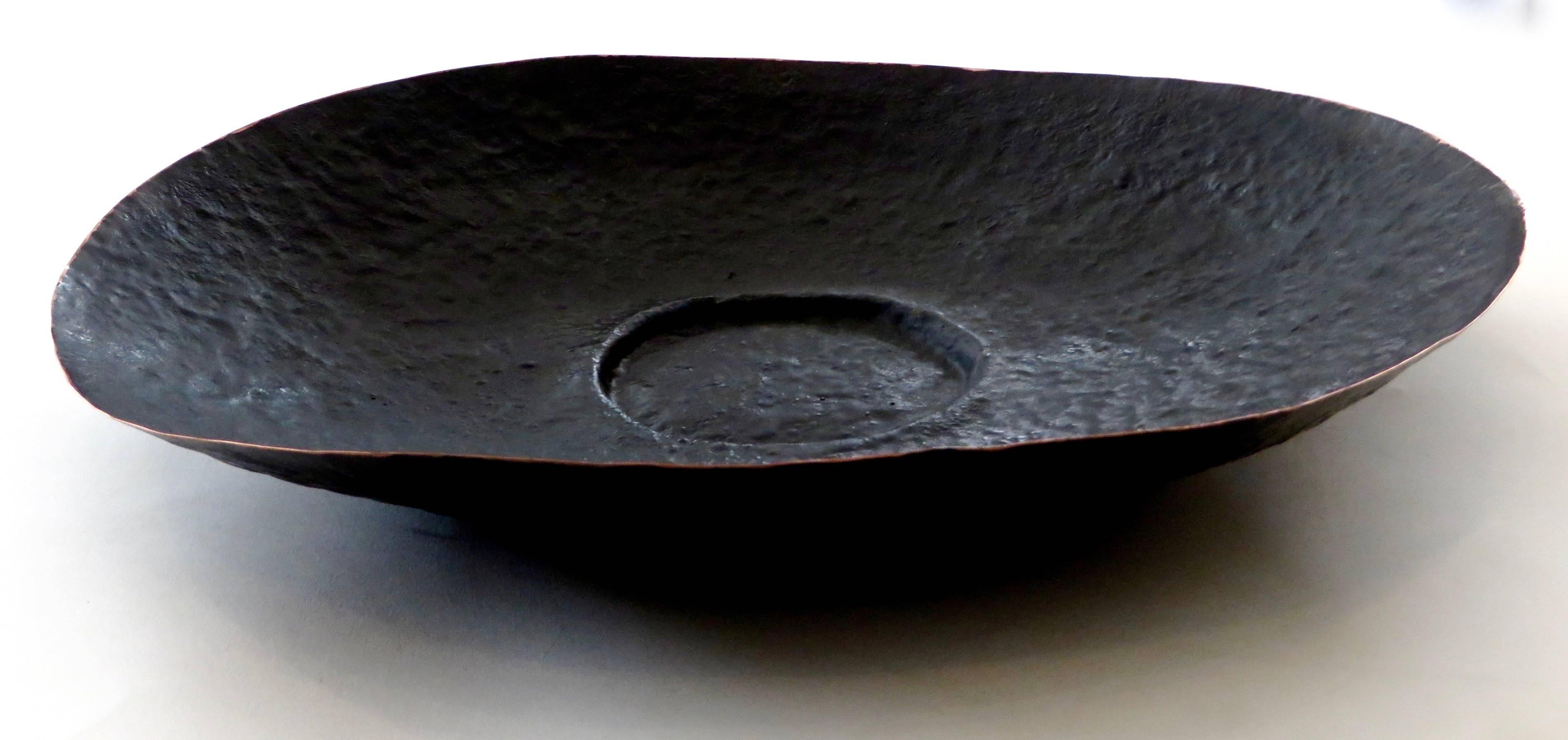 American Hand-Hammered Footed Sculptural Copper Bowl by Hvnter Gvtherer Poros Series
