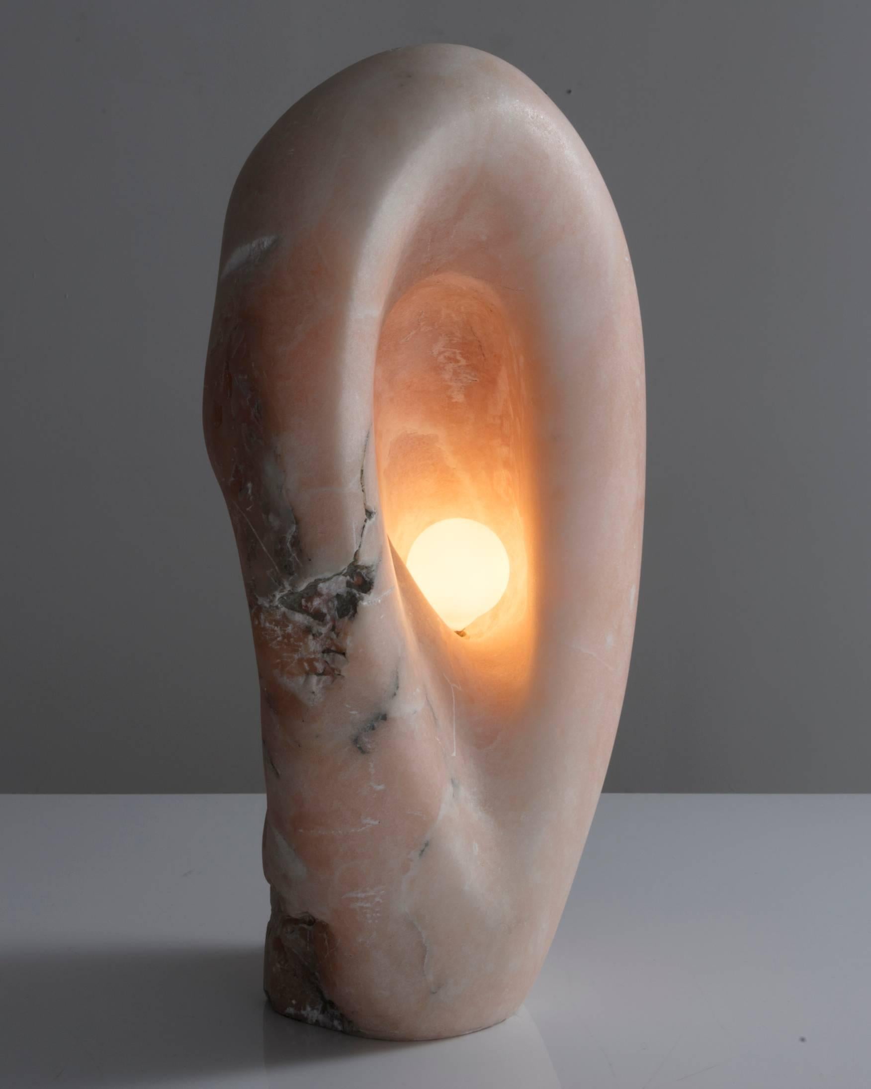 Organic Modern Artist Rogan Gregory Illuminated Hand Carved Fertility Form Sculptural Lamps