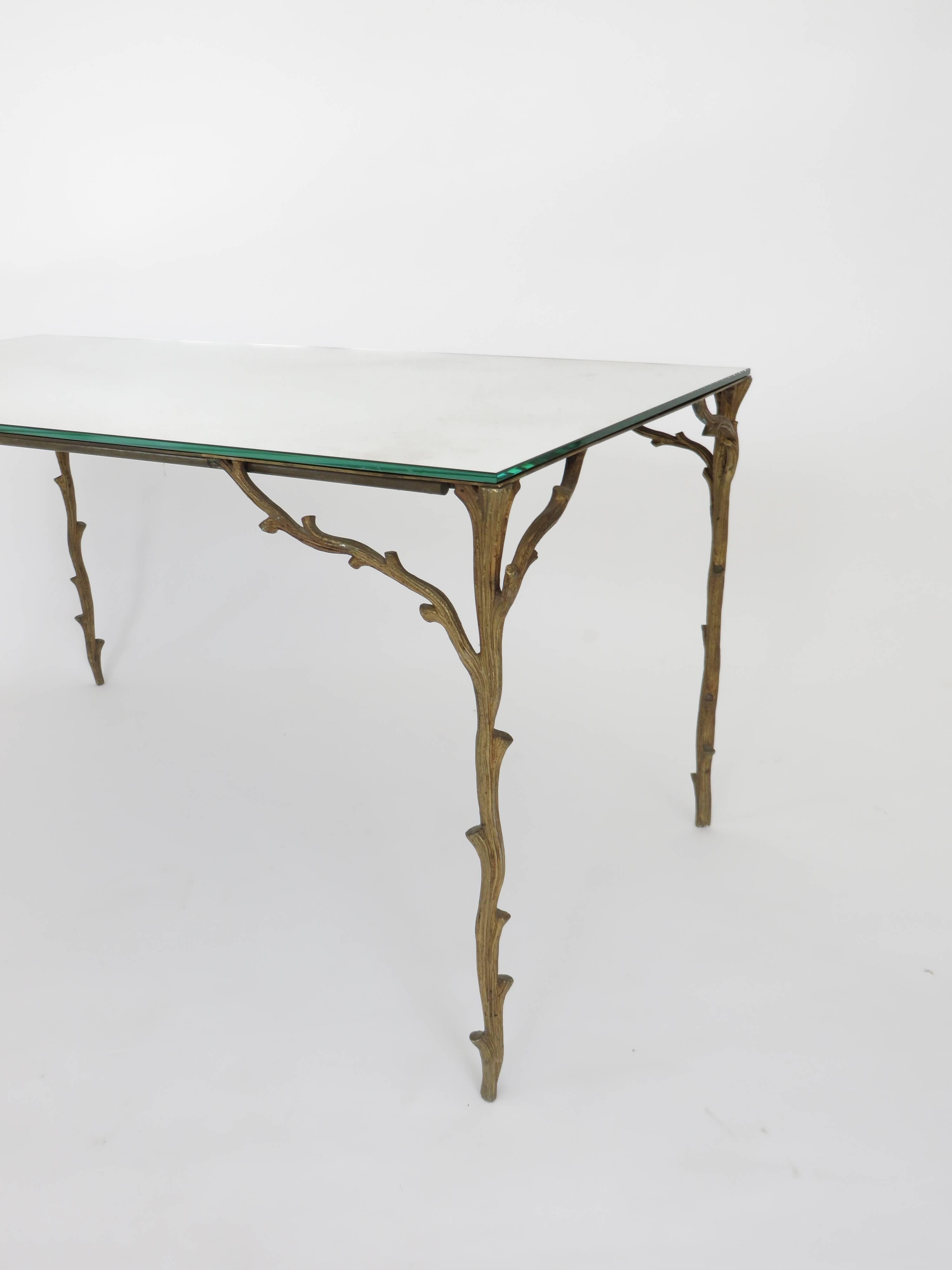 French Bronze Legged Organic Coffee Table by Maison Bagues 1