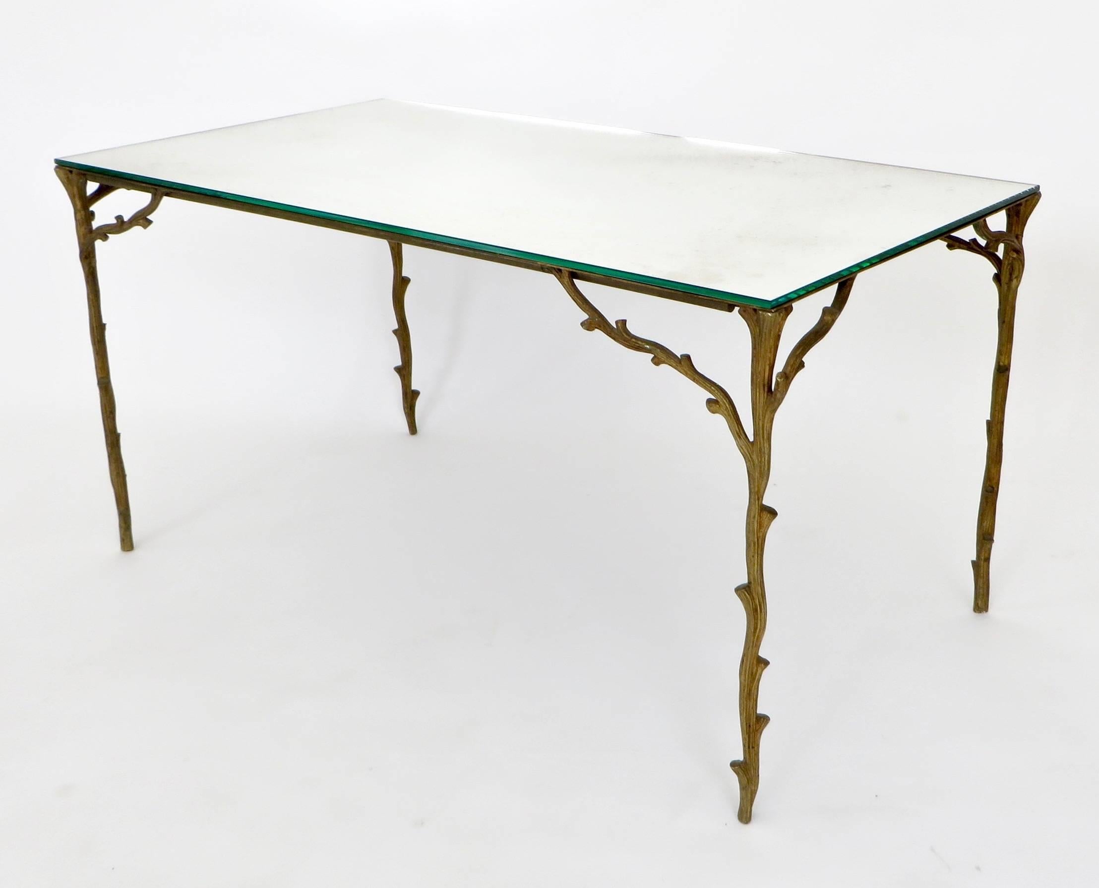 Late 20th Century French Bronze Legged Organic Coffee Table by Maison Bagues