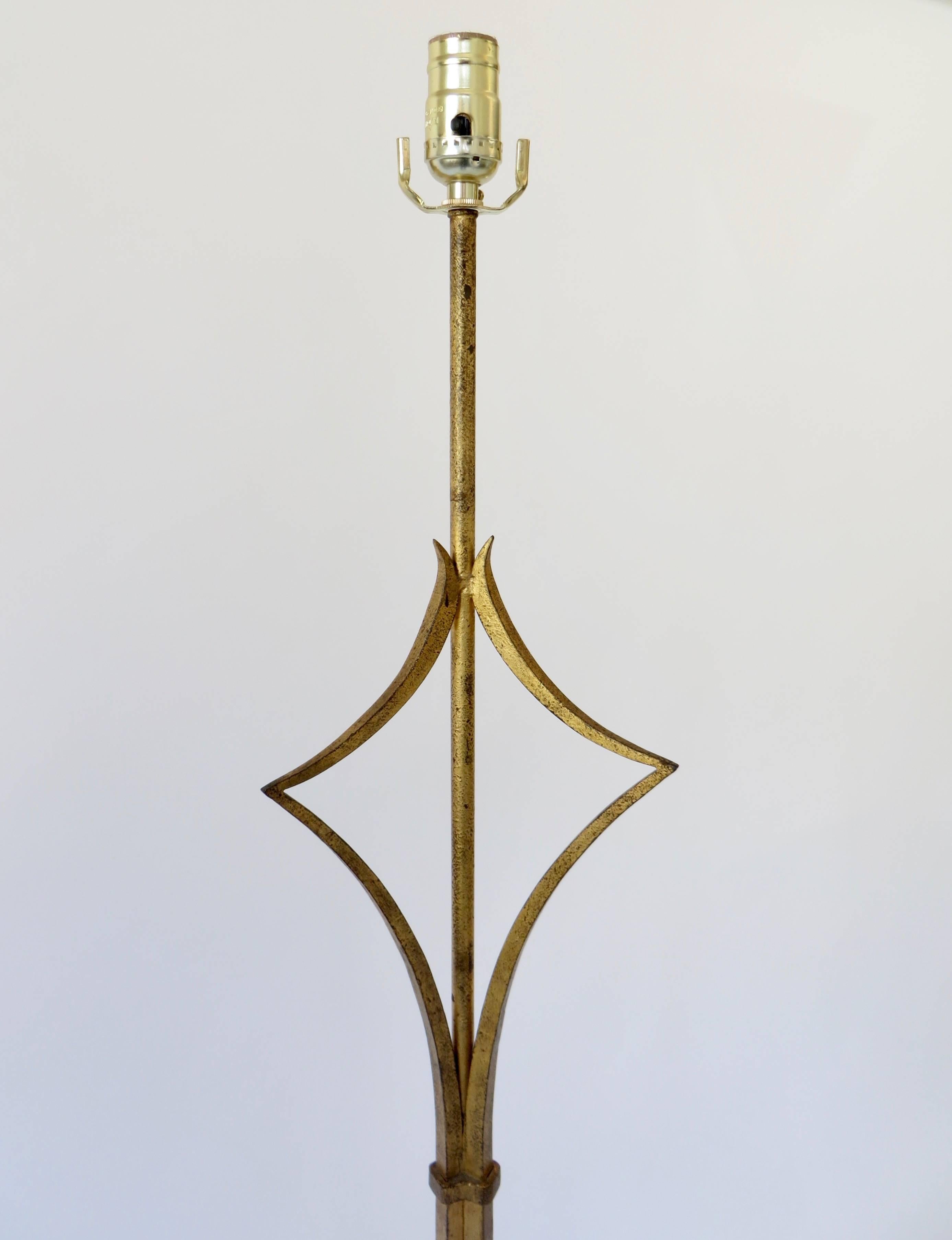 Gilt French Gilded Iron Floor Lamp in the Manner of Felix Agostini