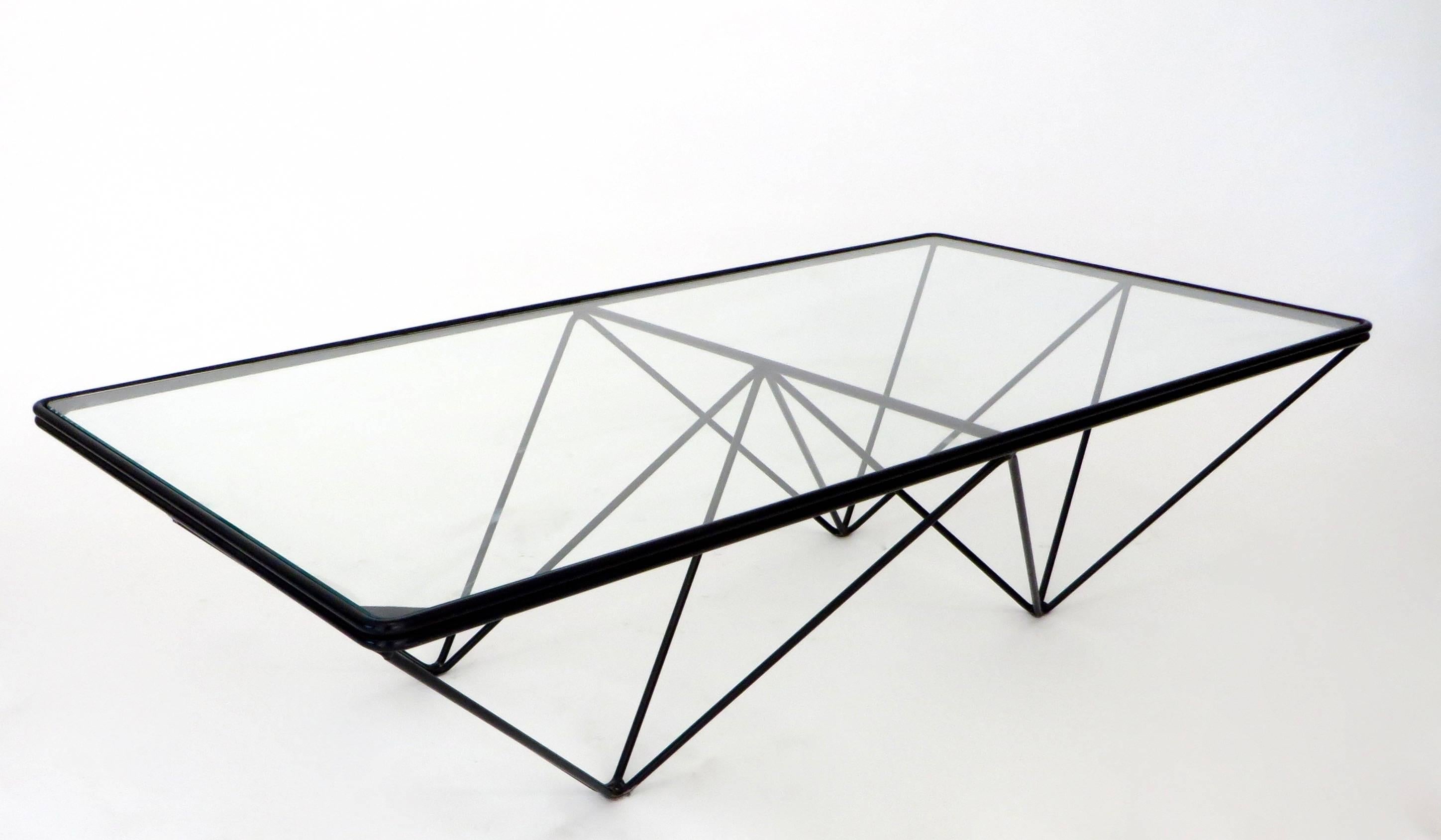 Glass Italian Rectangular Black Alanda Coffee Table by Paolo Piva for B&B Italia