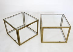 Pair of French Brass and Chrome Side Tables by Maison Charles et Fils circa 1970