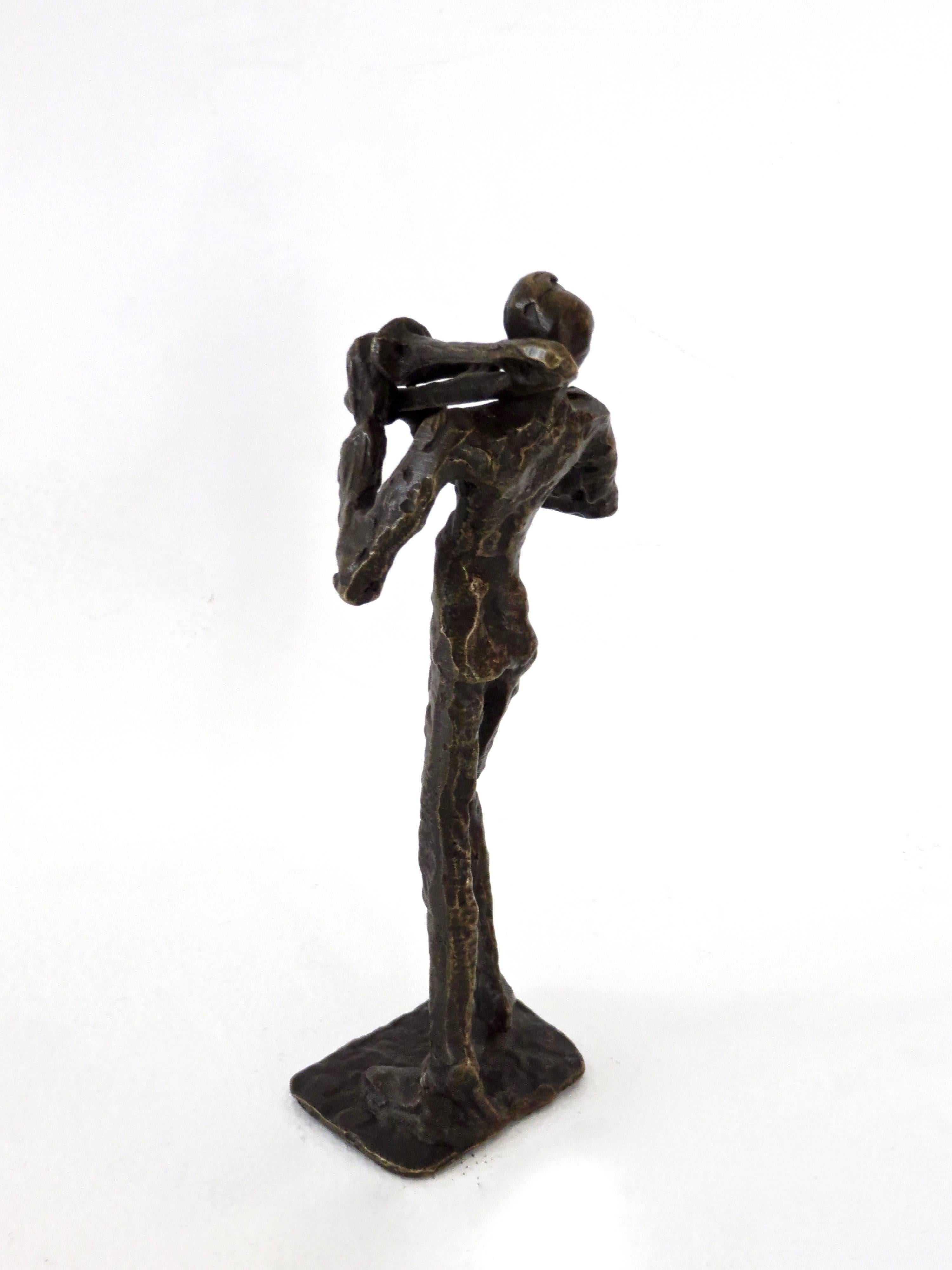 Abstract Cast Bronze Sculpture of a Trombonist 3