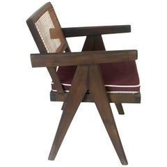 Teak Office Cane Chair Armchair by Pierre Jeanneret from Chandigarh