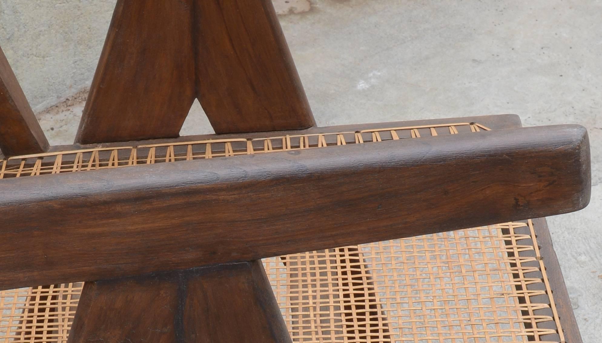 Teak Office Cane Chair Armchair by Pierre Jeanneret from Chandigarh 3