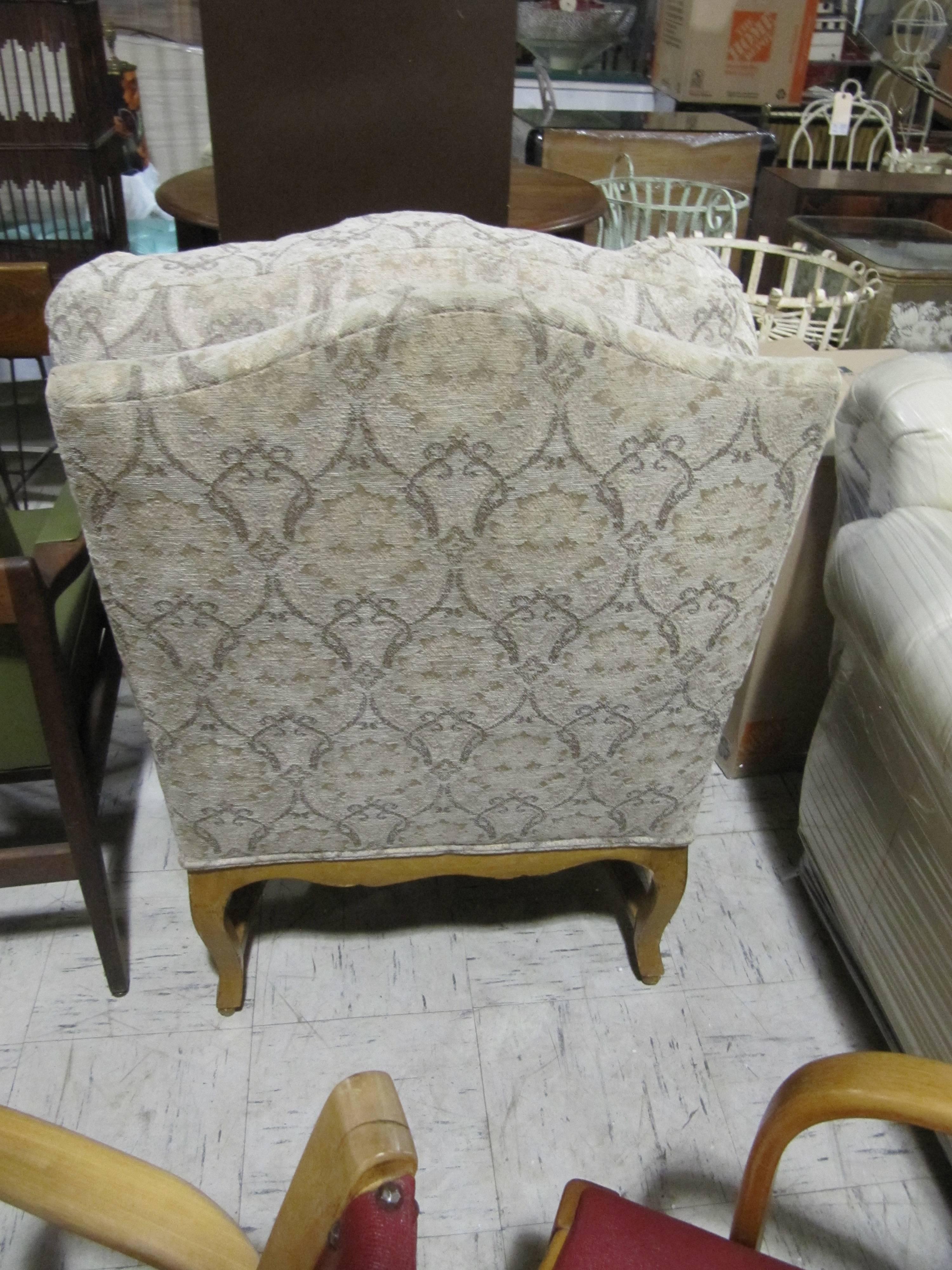 Upholstery Pair of Louis XV Style Upholstered Fauteuils with Ottoman