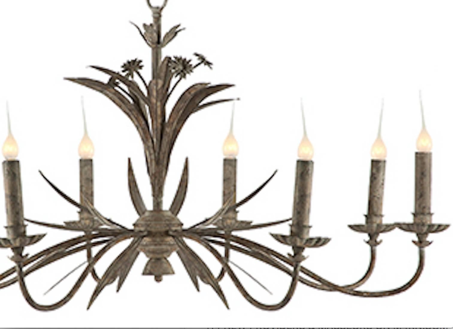 Unknown One Pair of Eight-Arm Chandeliers with Grey Zink Finish Mid Century Style  For Sale