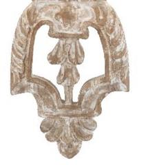 Set of Two Italian Style Carved Wood Fragment Sconces with Linen Shade