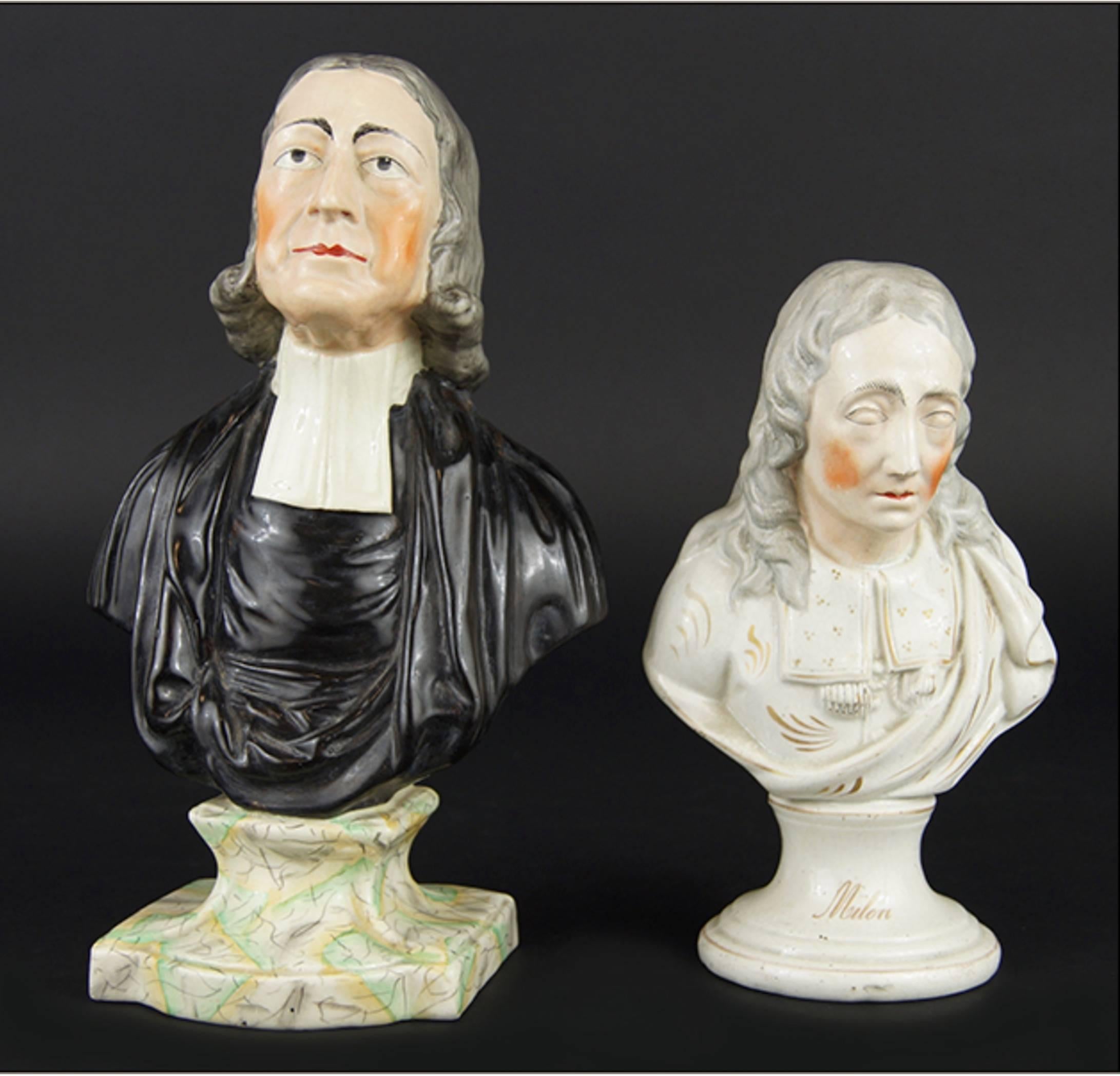 Belle collection de sept bustes de gentilshommes en Staffordshire anglais du 19e siècle. Gamme de mesures de 7,5