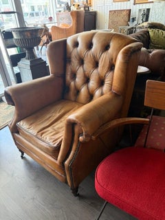 Four of English Library Chairs with Distressed Leather, Priced per chair. Comfor