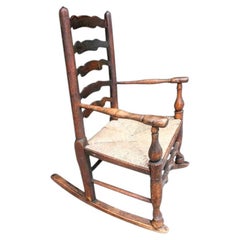 Charming 19th Century English Child's Rocking Chair, Great Old Color And Patina