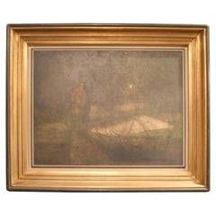 Óleo sobre tabla de Armand Merizon, en marco de madera dorada. Un color y una pátina preciosos.