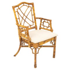 Chinese Chippendale Style Bamboo Armchair 20th C., H 37.5" W 22" Depth 21"