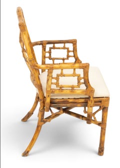 Chinese Chippendale Style Bamboo Armchair 20th C., H 37.5" W 22" Depth 21"