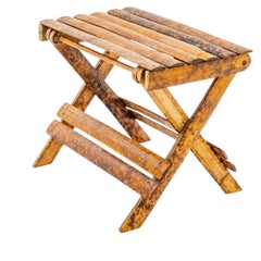 Burnt Tortoise Bamboo Folding Table 20th Century, H 9.75" W 12" Depth 7.5"
