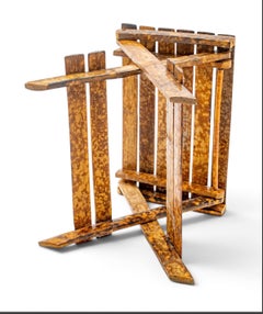 Burnt Tortoise Bamboo Folding Table 20th Century, H 9.75" W 12" Depth 7.5"