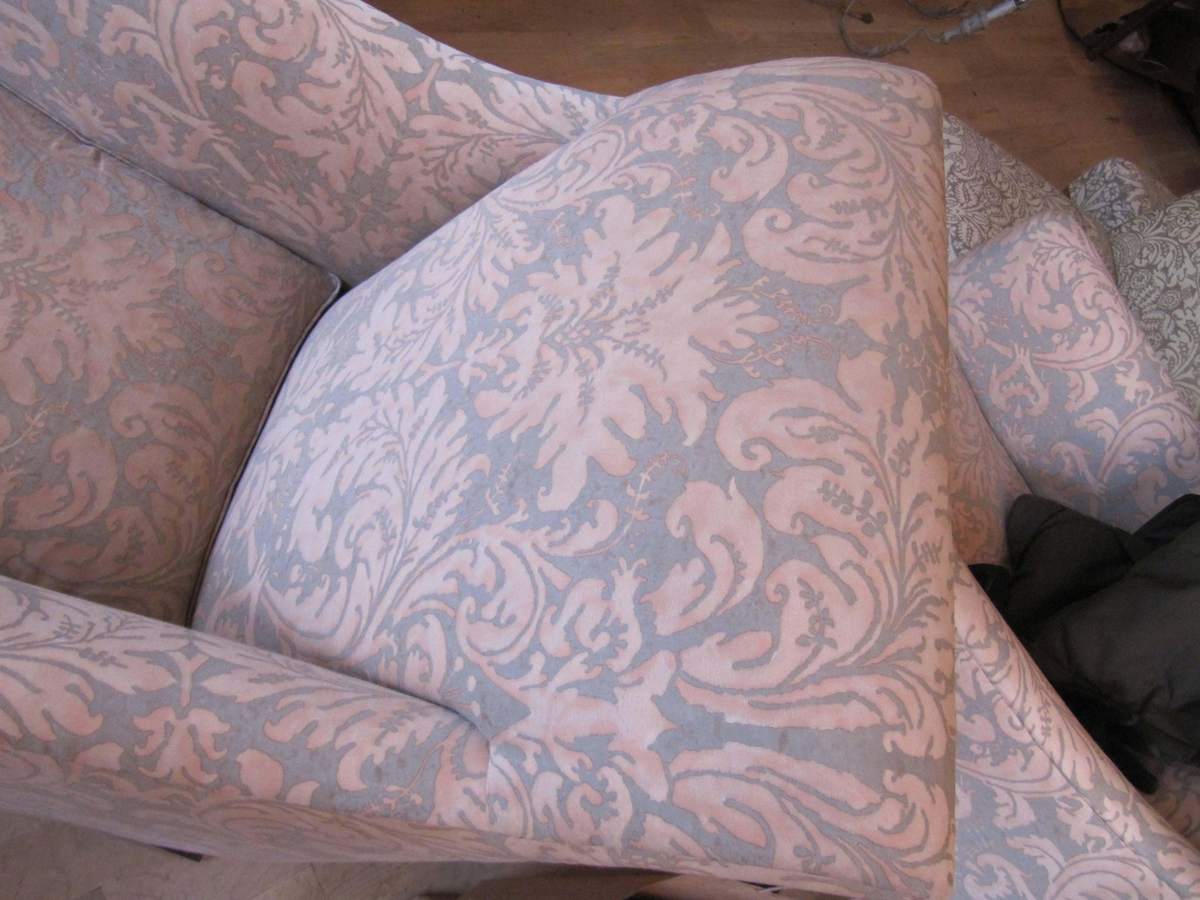 American Exceptional Pair of Rose Tarlow Armchairs Covered in Fortuny Fabric