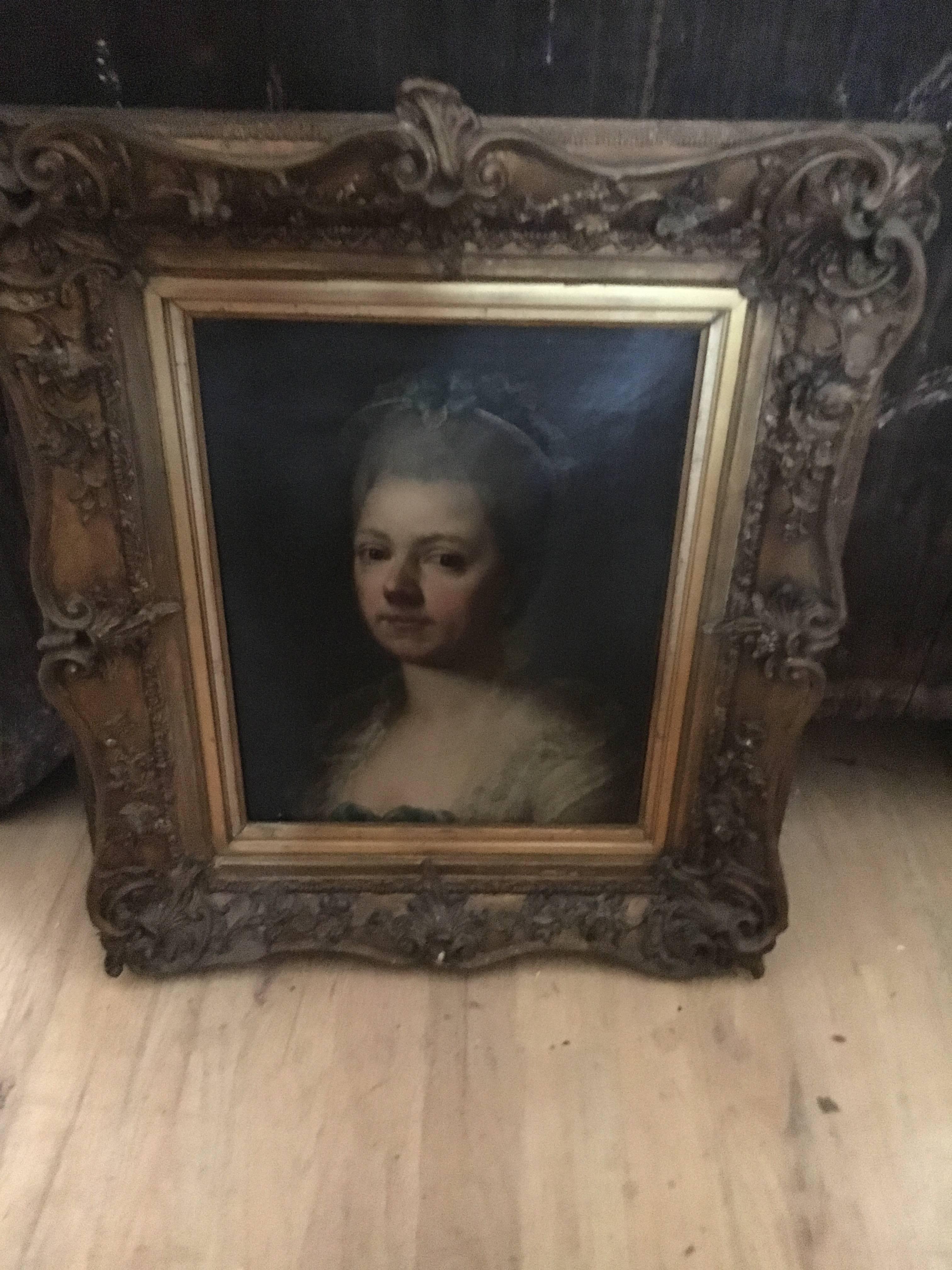 French school 18th century oil on canvas in gilt frame, 