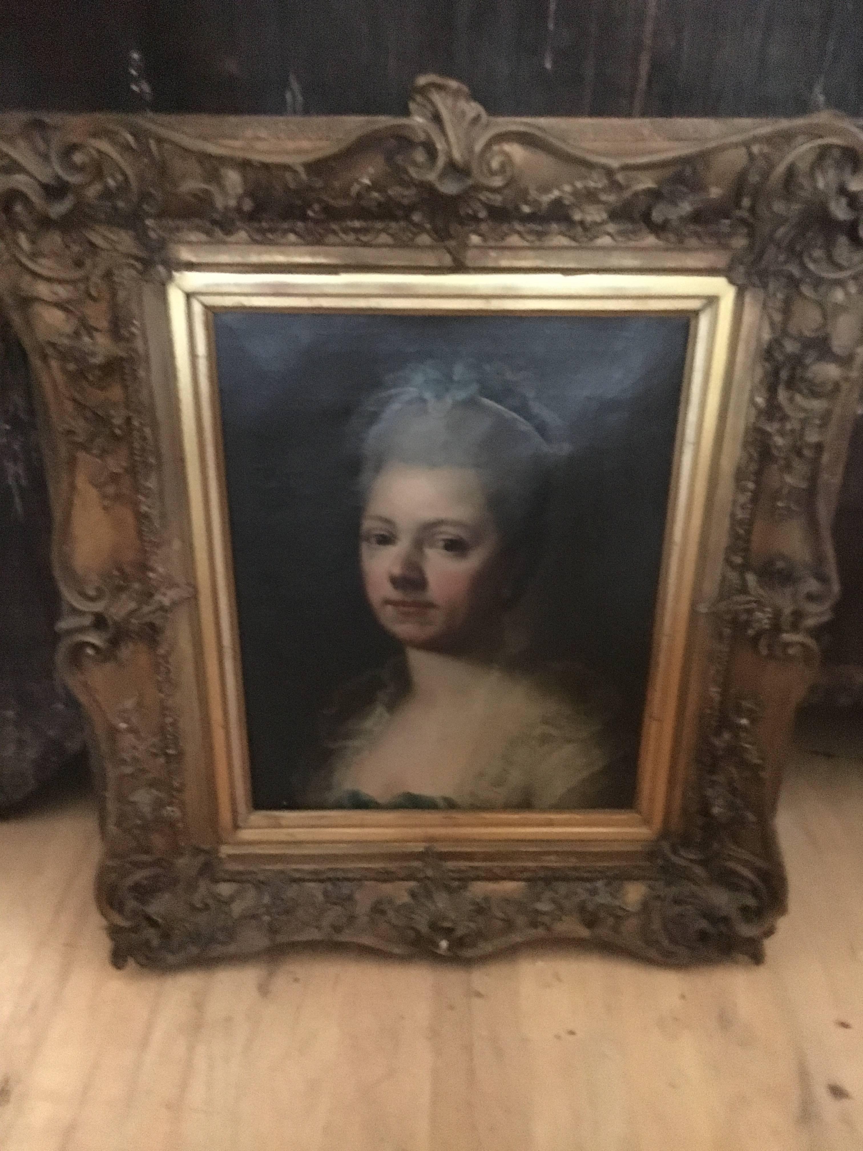 18th Century and Earlier French School 18th Century Oil on Canvas in Gilt Frame, 