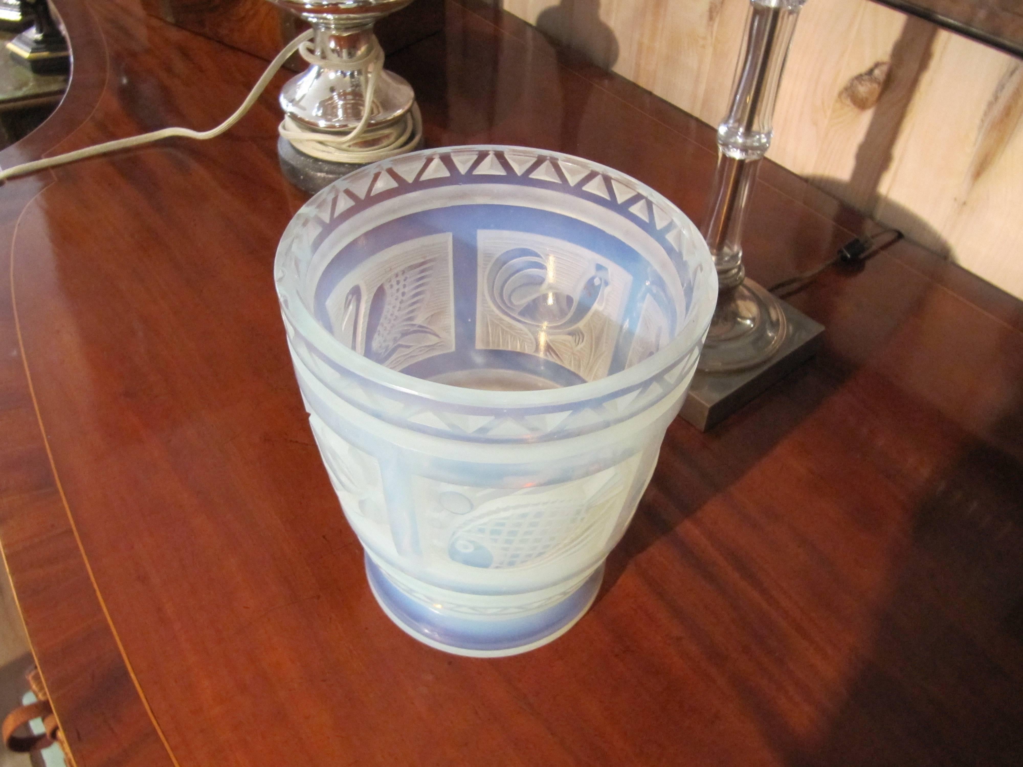 Spectacular French Art Deco Opaline Vase In Excellent Condition In Buchanan, MI