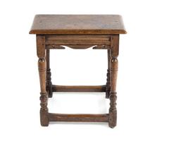17th Century Style Jacobean English Oak Stool/Drinks Table, Great Color/Patina