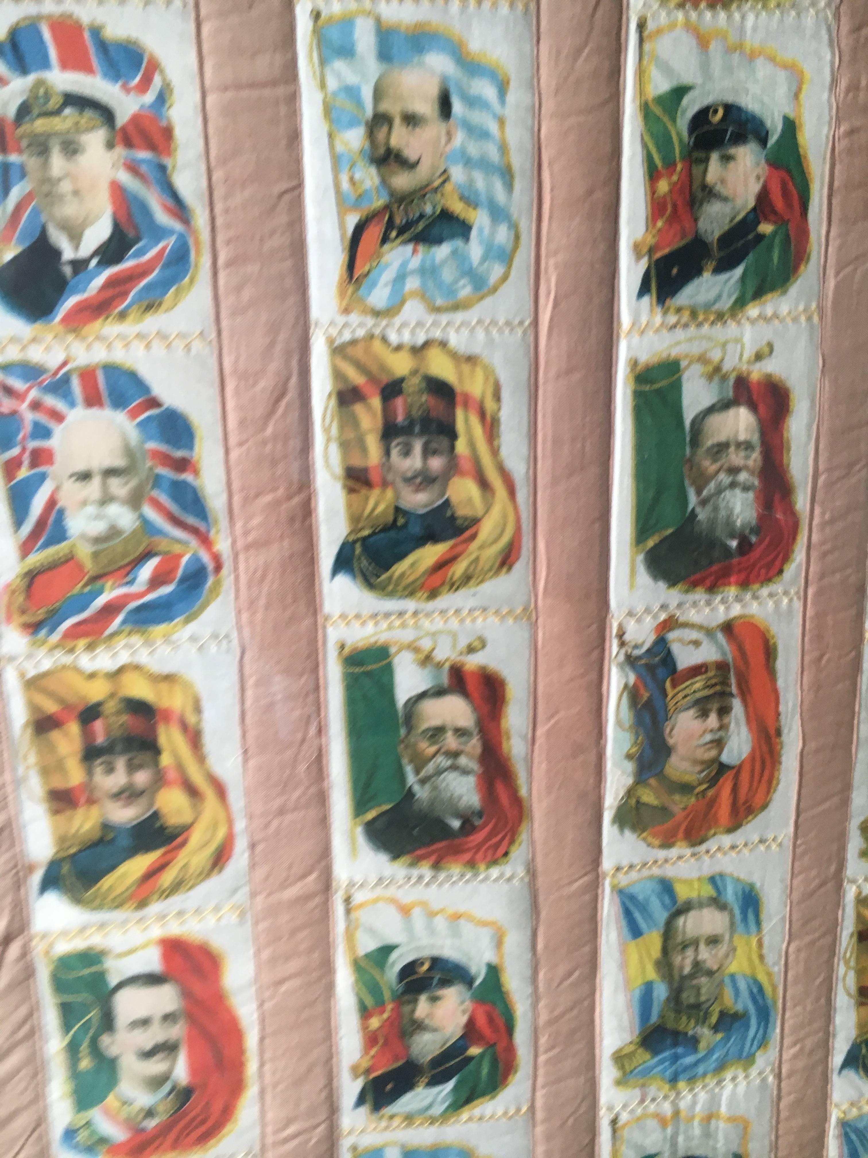 Imperial Tobacco Company of Canada Silk Trading Cards Quilt montato su tela In condizioni deteriorate in vendita a Buchanan, MI