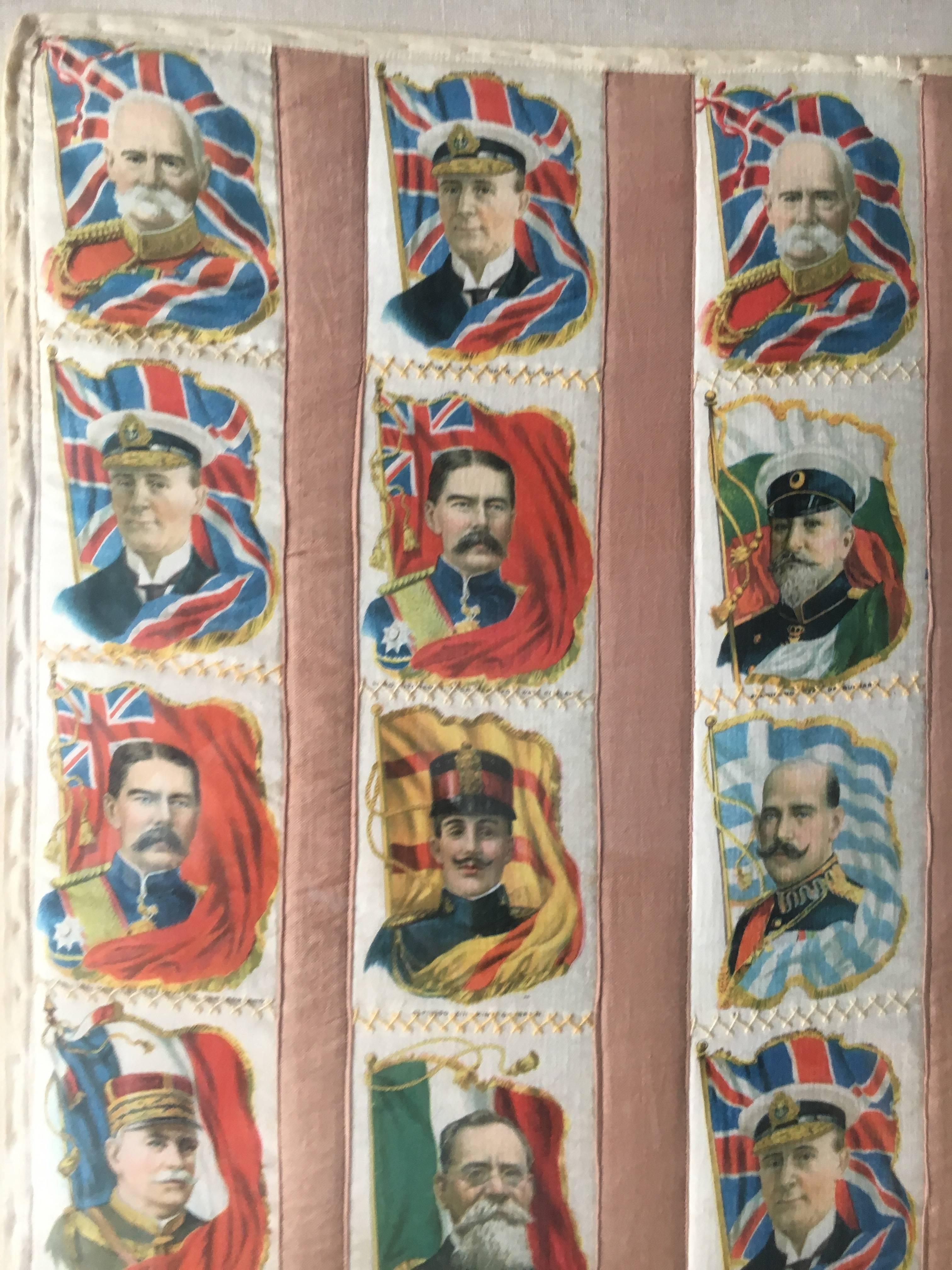 XIX secolo Imperial Tobacco Company of Canada Silk Trading Cards Quilt montato su tela in vendita