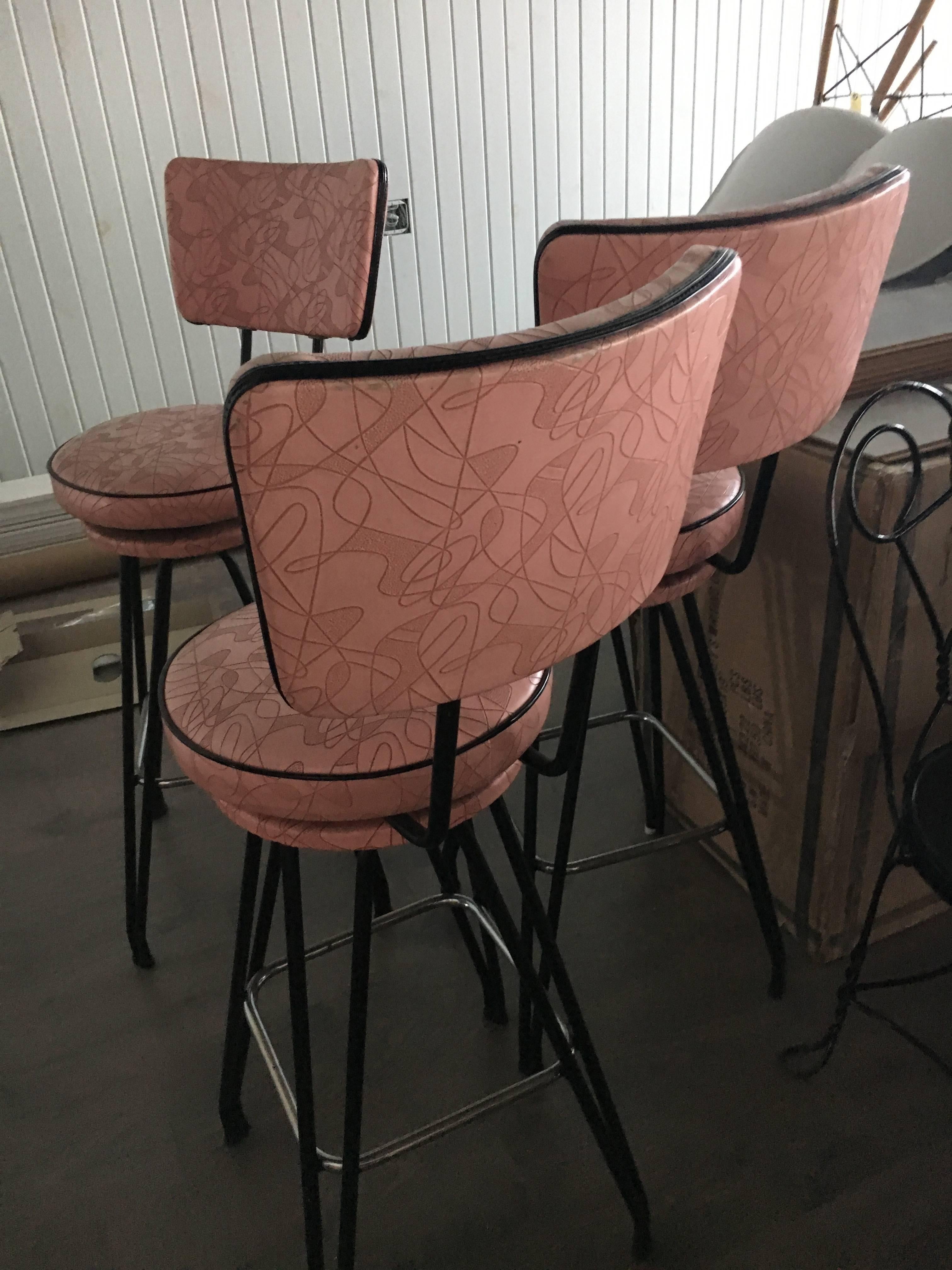 pink and black bar stools