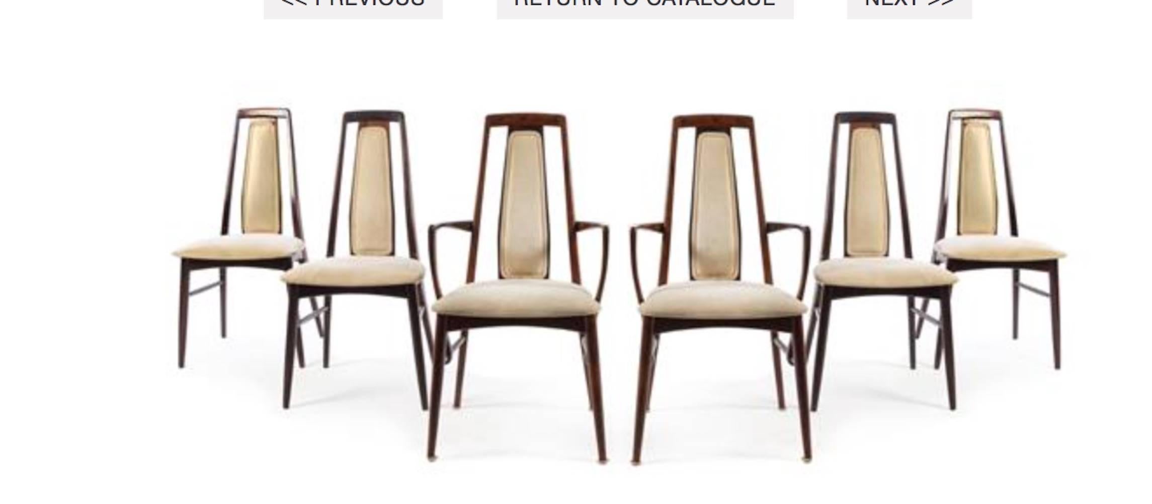 Niels Koefoed, Koefoeds Hornslet, circa 1970s, a set of six dining chairs, comprising two armchairs and four side chairs. Please confirm measurements.