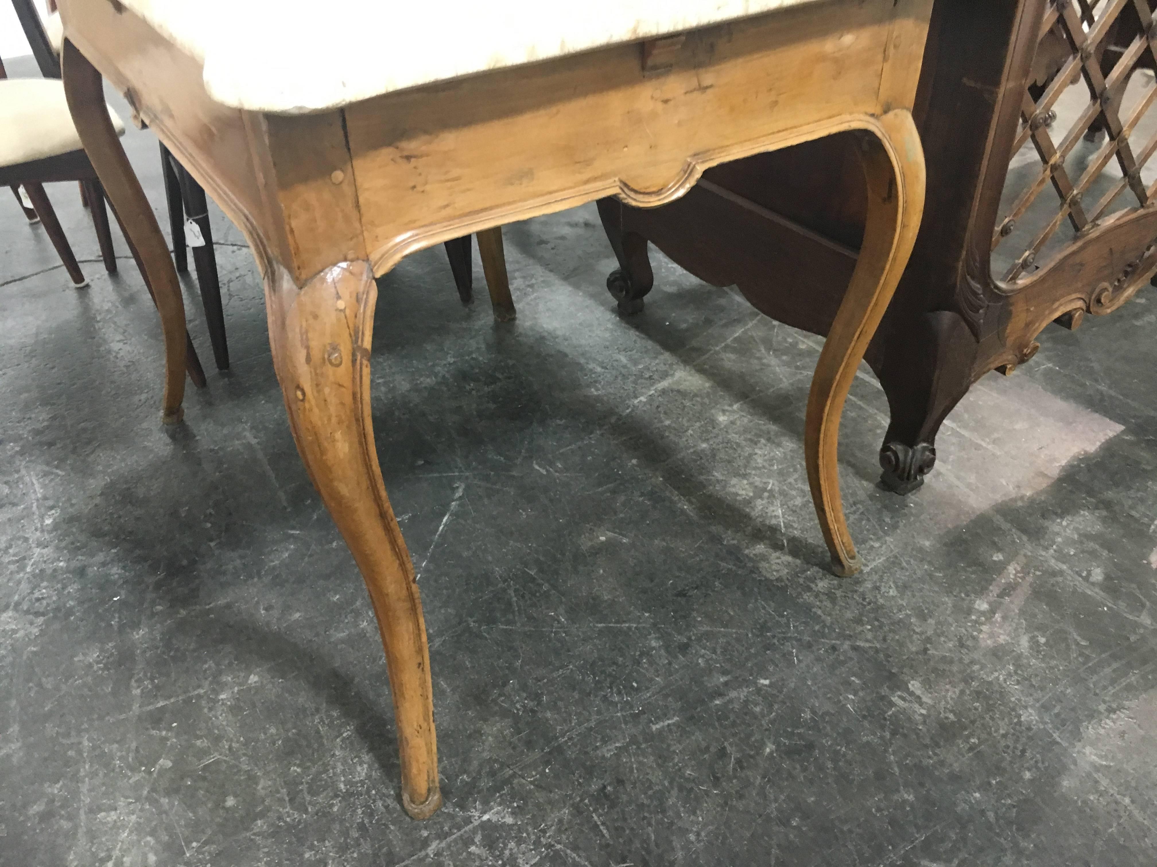 French Louis XV Provincial Style Walnut Tea Table with Stone Top, 19th Century For Sale