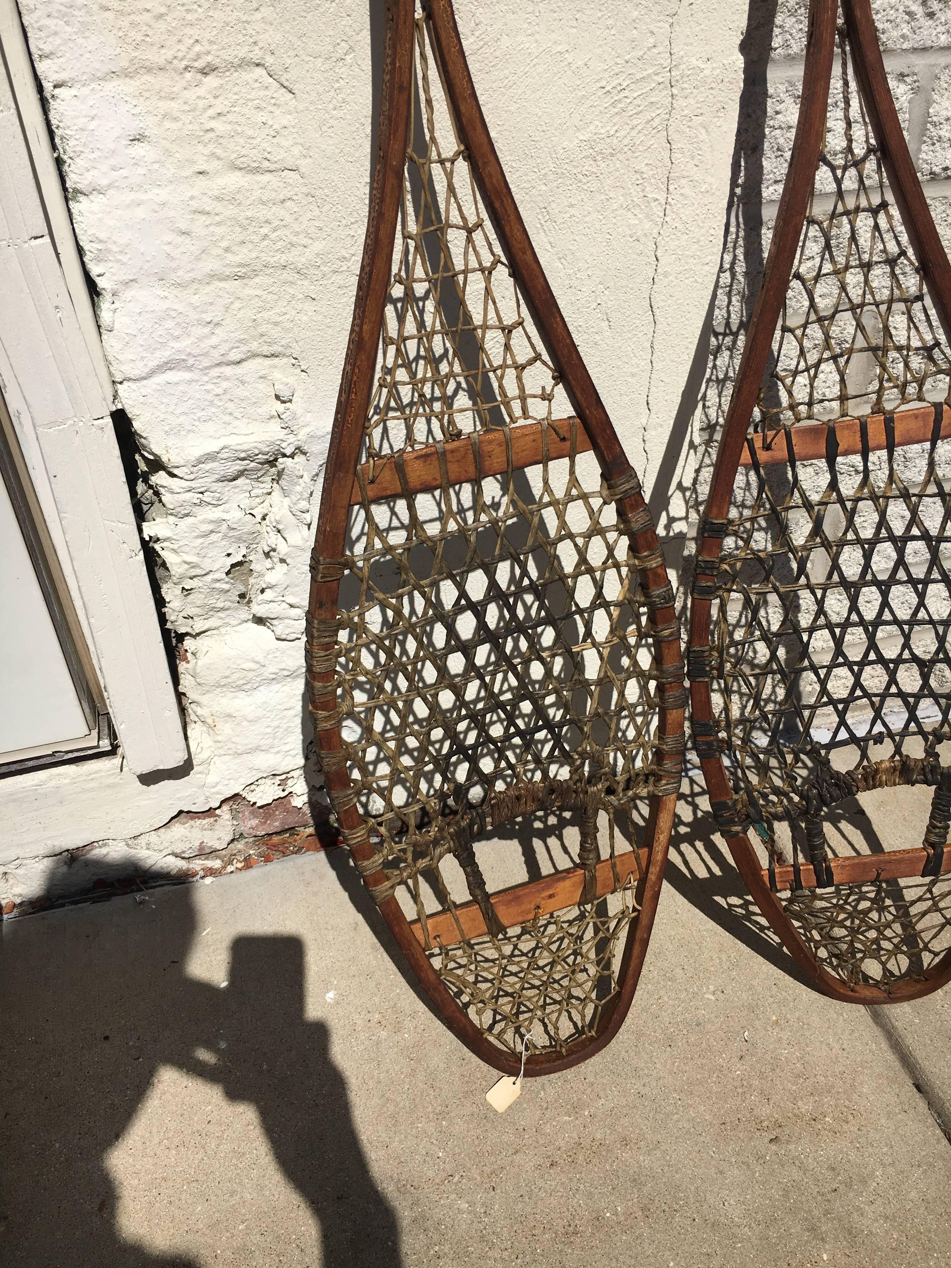 Adirondack Handsome Pair of 19th Century Snow Shoes, Great as Wall Sculpture