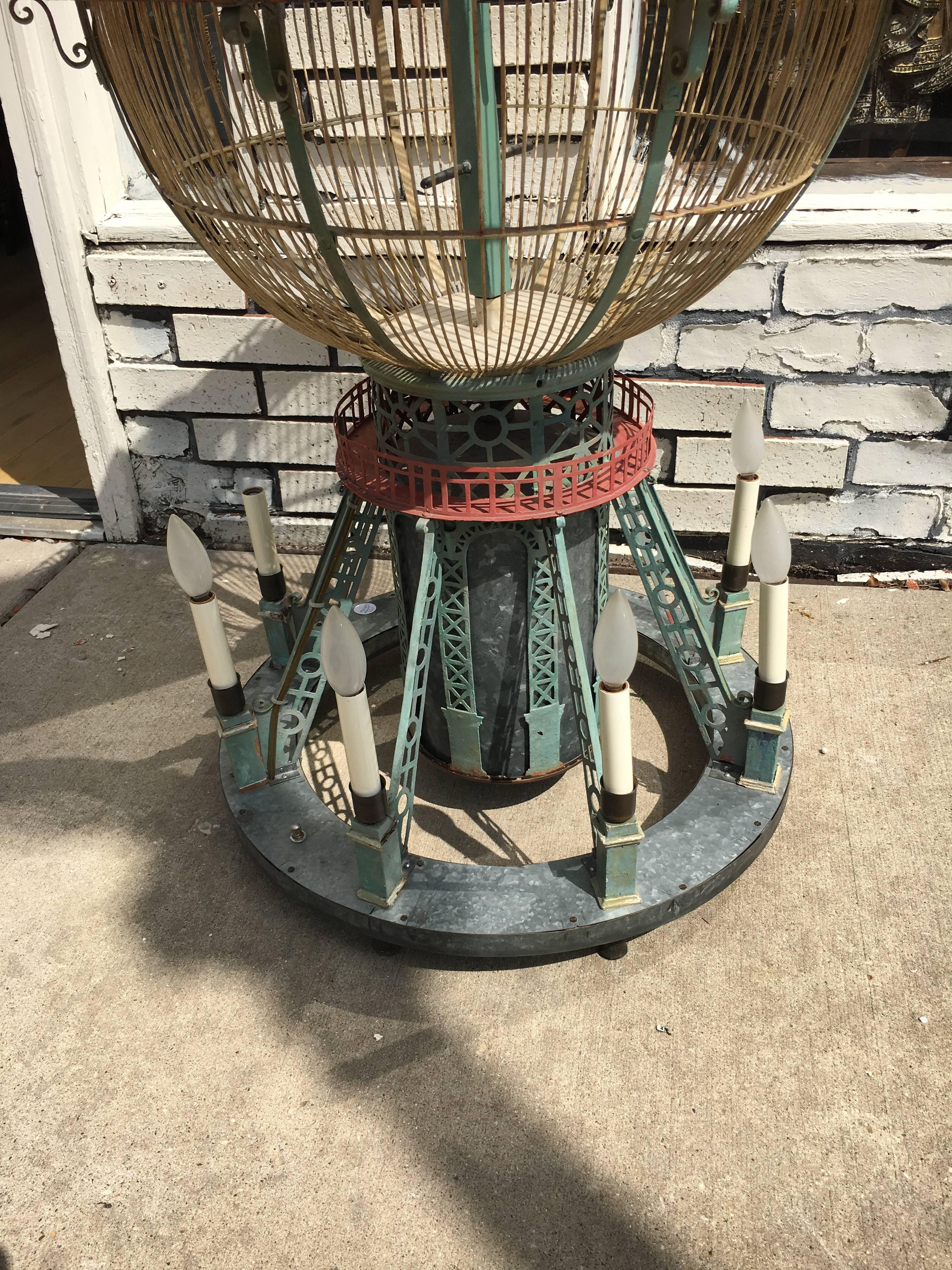 Whimsical and Fun Six-Arm Chandelier in the Form of a Hot Air Balloon / Birdcage In Excellent Condition In Buchanan, MI