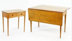 Handsome 19th Century Highly Figured Tiger Maple Drop Leaf Table or Console