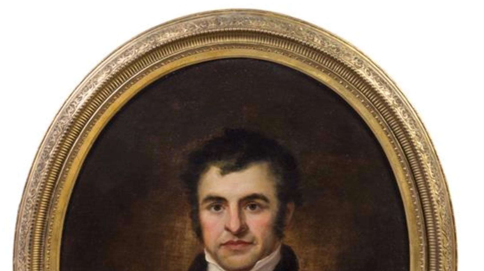 Künstler unbekannt 
(19. Jahrhundert) 
Porträt von Robert Burns 
Öl auf Leinwand 
Maße: 29 3/4 x 24 5/8 Zoll. Hübsch und in sehr gutem Zustand.