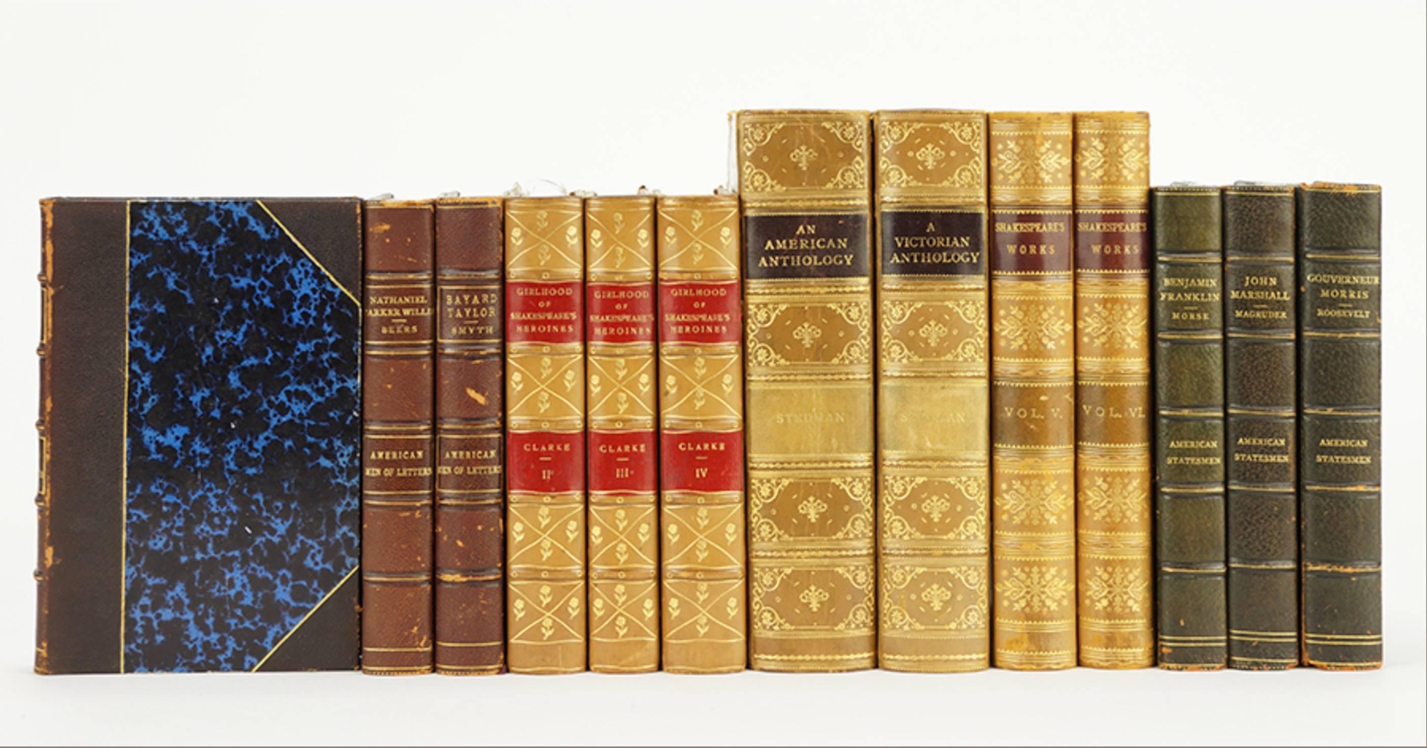 Collection of 300 Leather Bound Books with Gilt Tooling In Excellent Condition In Buchanan, MI