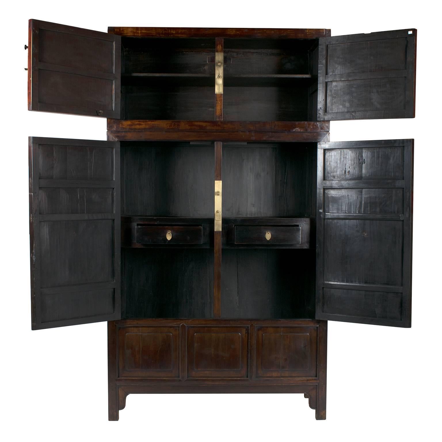Qing Pair of 19th Century Chinese Compound Cabinets