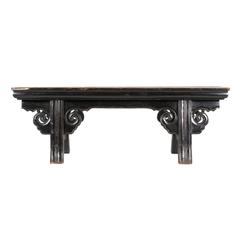 19th Century Chinese Plank-Top Bench with Flared Leg