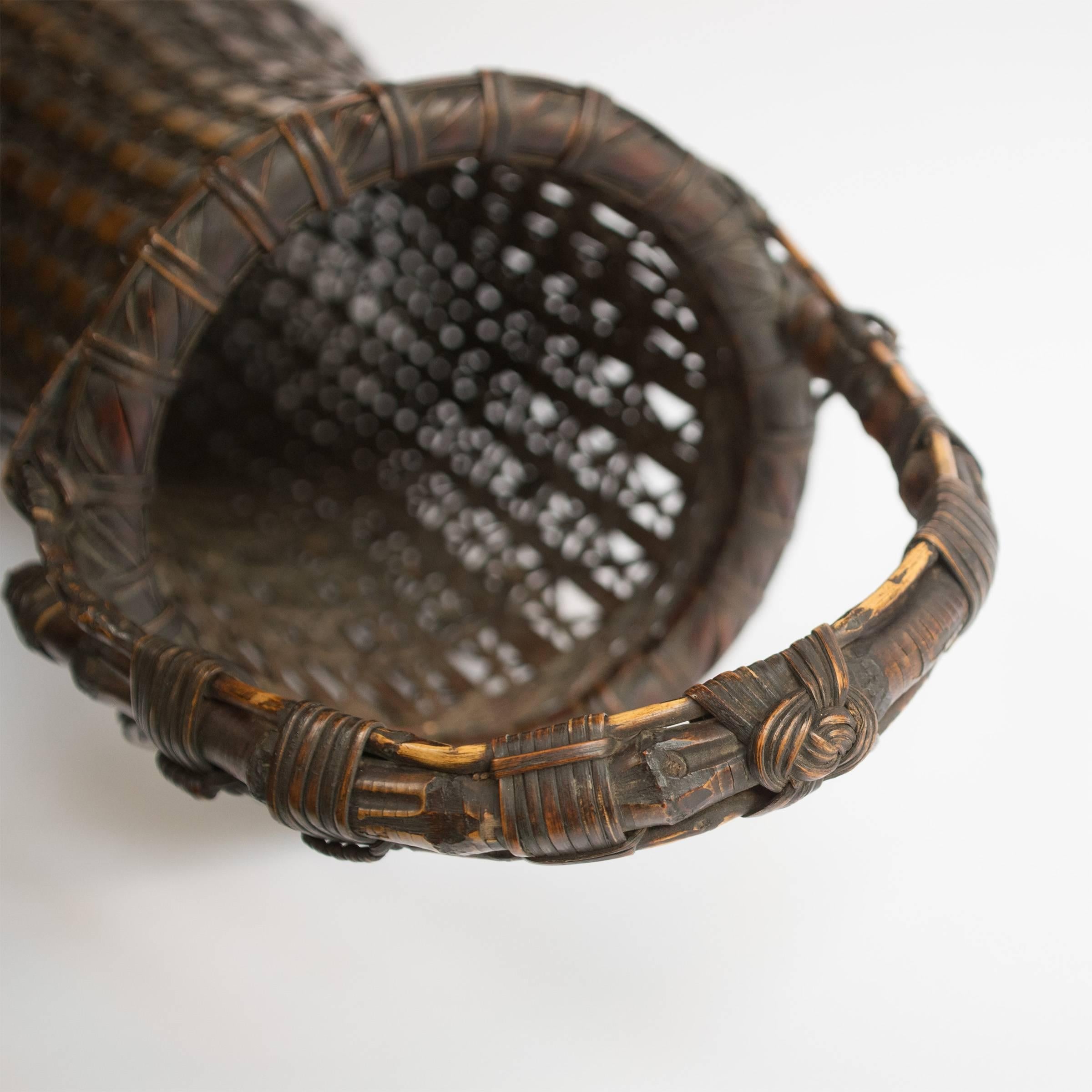 Early 20th Century Bamboo Ikebana Basket 1