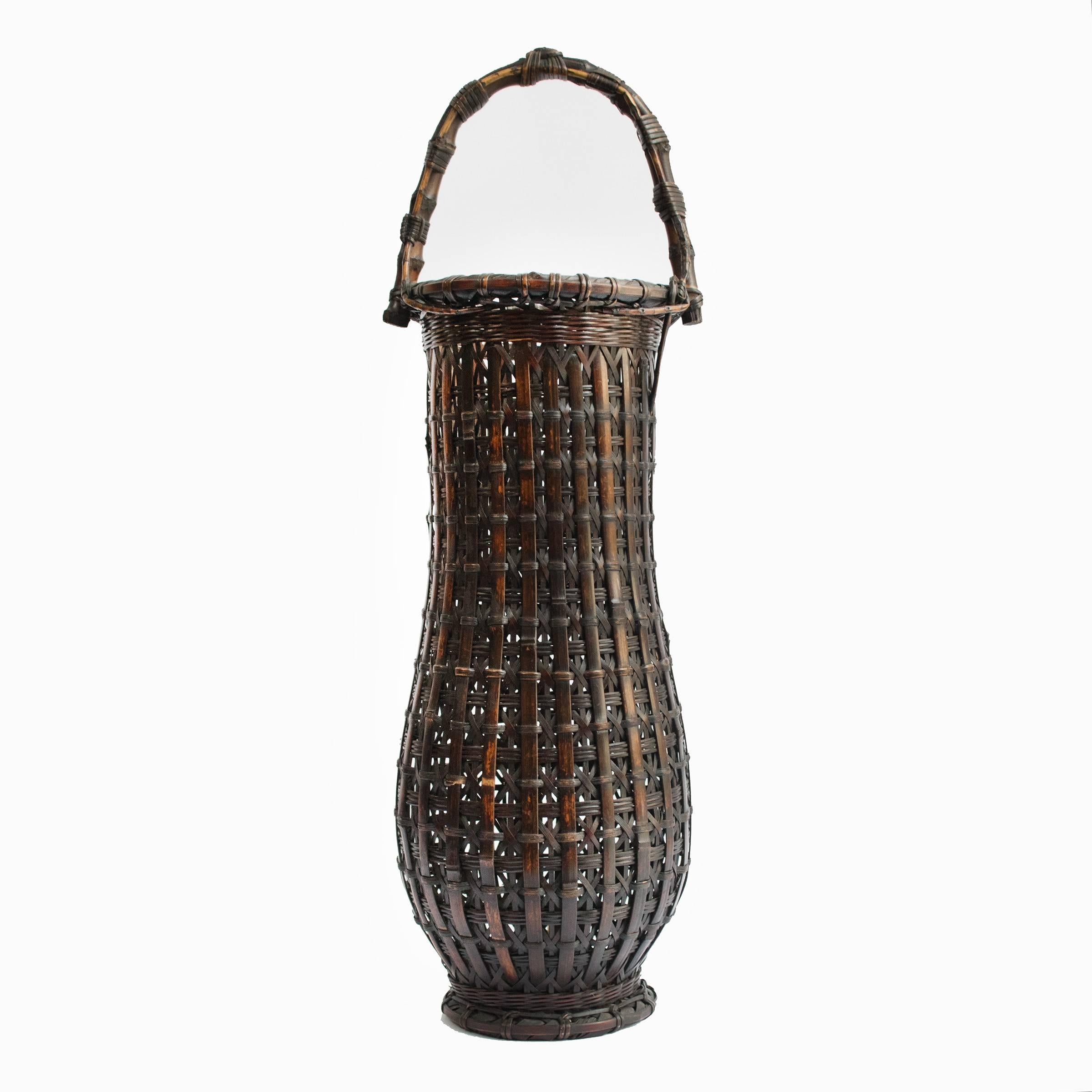 Woven Early 20th Century Bamboo Ikebana Basket