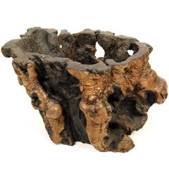 Qing Dynasty Chinese Rootwood Scroll Pot