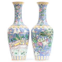 Pair of Late 20th Century Chinese Porcelain Famille Verte Vases