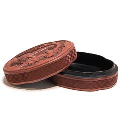 19th Century Chinese Cinnabar Scholars At Leisure Box