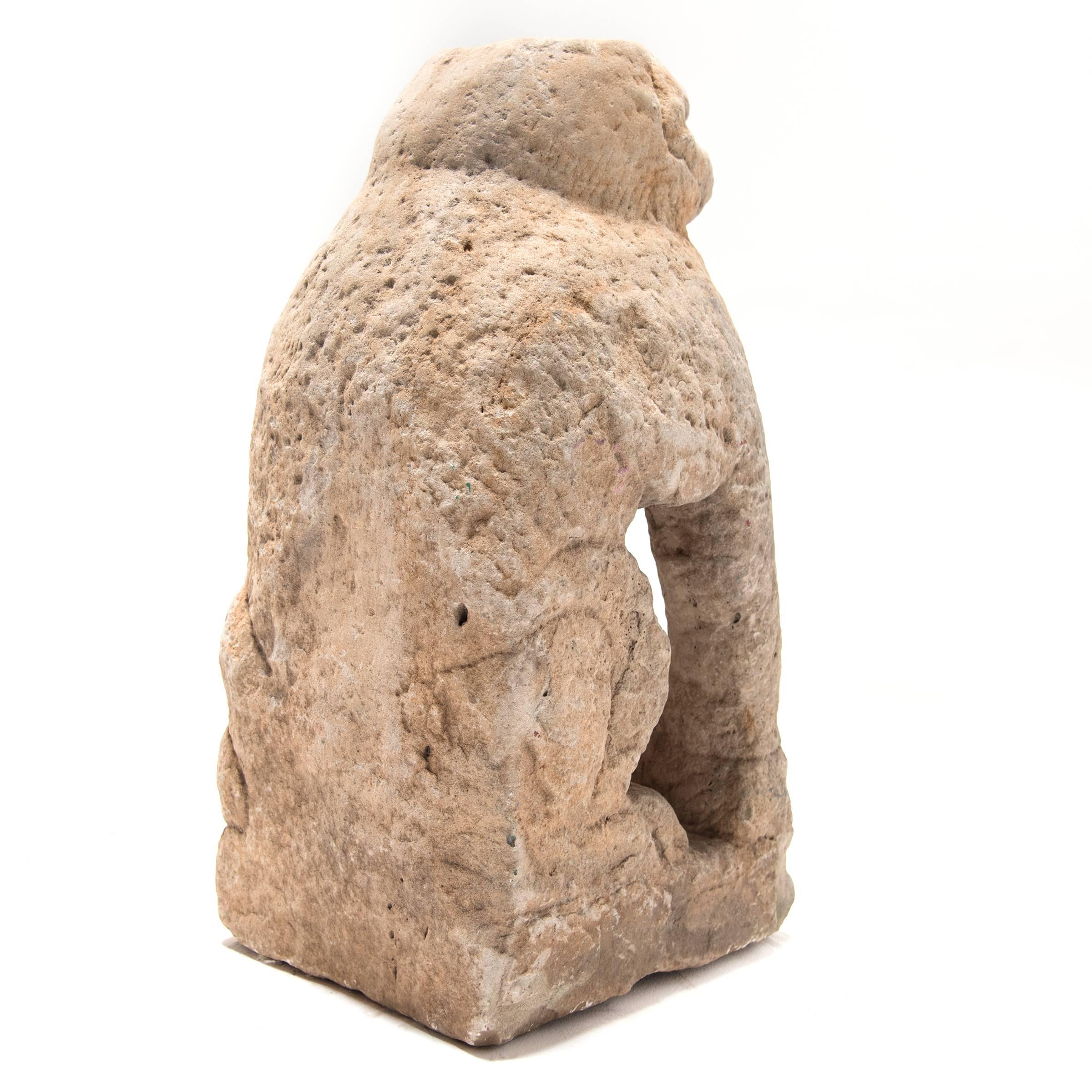 17th Century Carved Stone Lion Protector In Good Condition In Chicago, IL