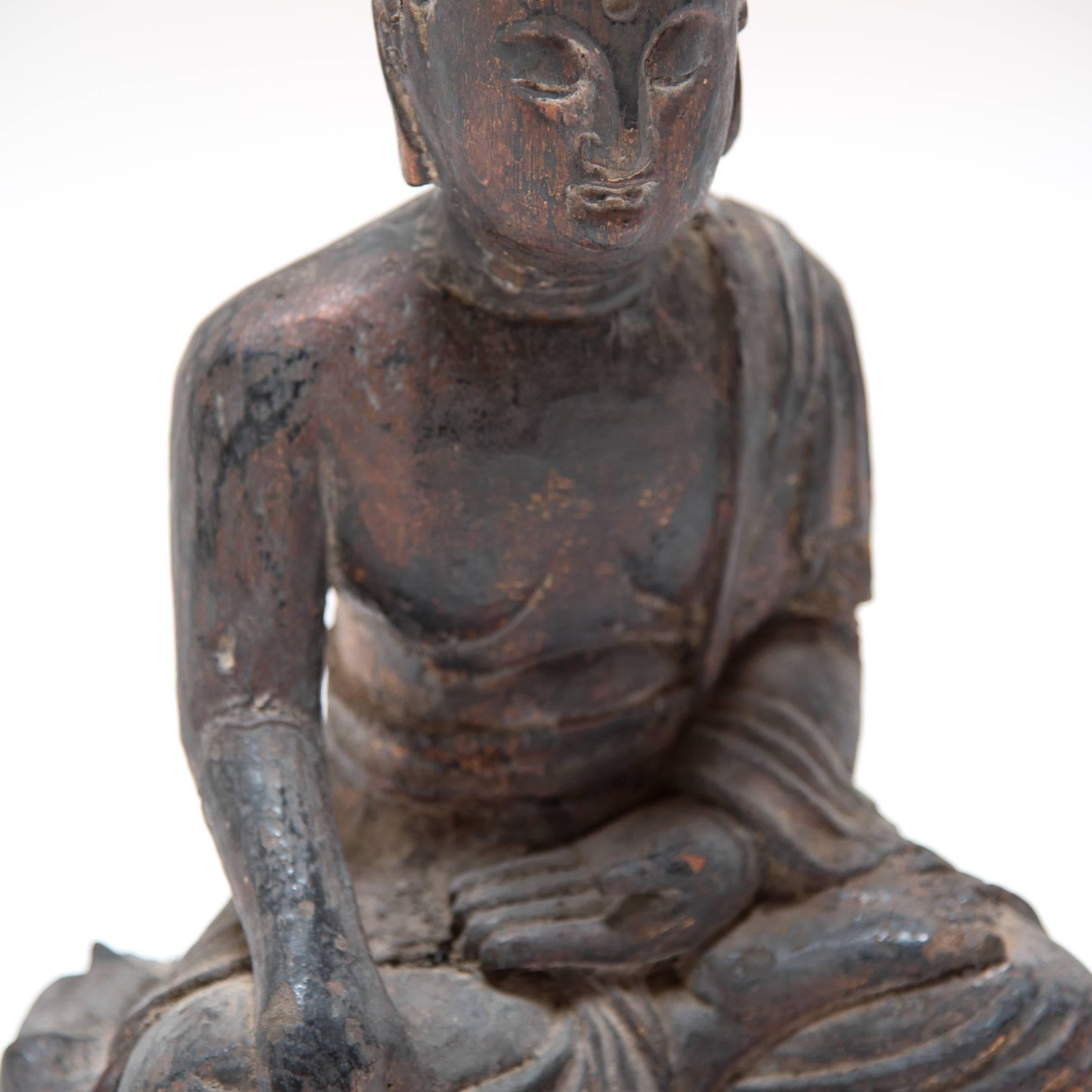 19th Century Early 19th century Carved Seated Sakyamuni on Lotus 