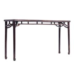 19th Century Chinese Shallow Round Leg Hoofed Foot Side Table